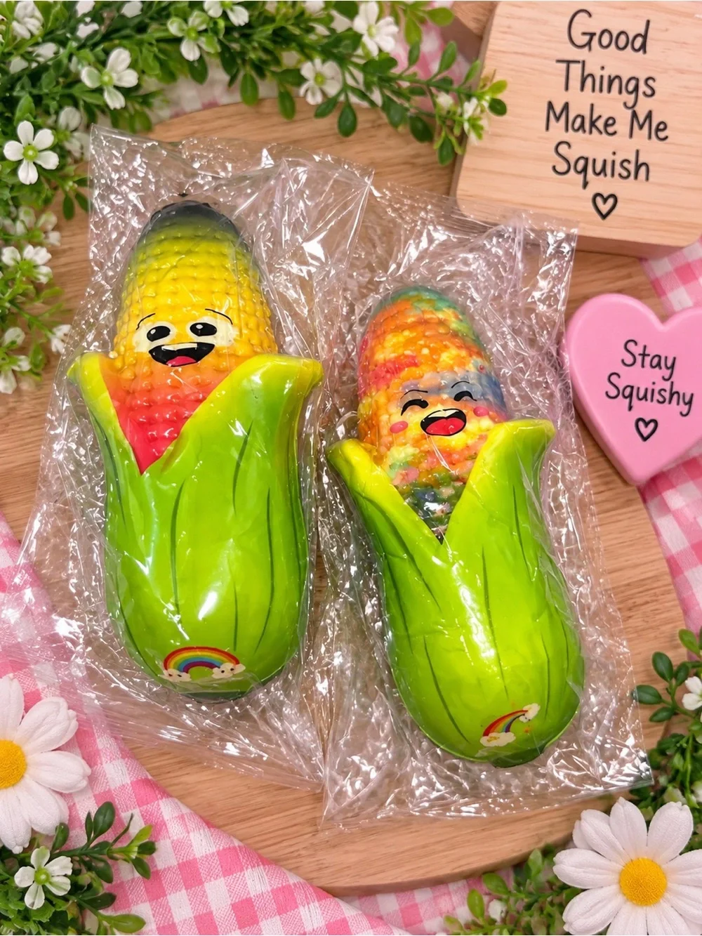 🌽 Cute Corn Squishy Duo 🌈🍓
